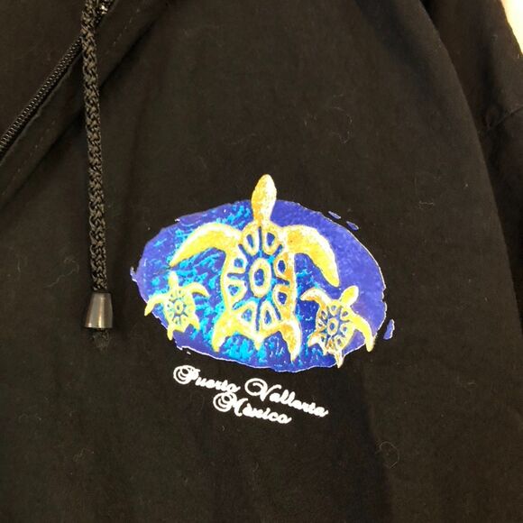 Confecciones Black Puerta Vallarta Mexico Black L Jacket Sea Turtle Vacation - Picture 3 of 8